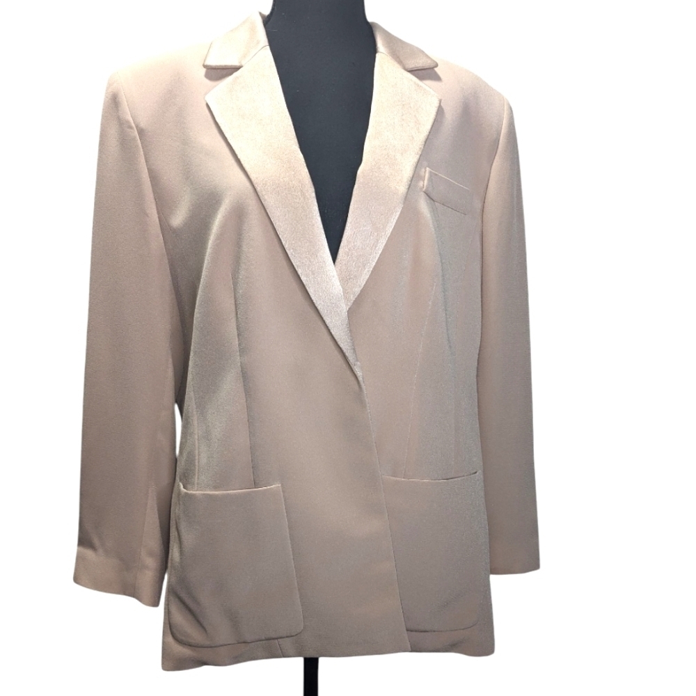 Elegant Tan Women's Blazer Size 14 Tuxedo Formal Holiday